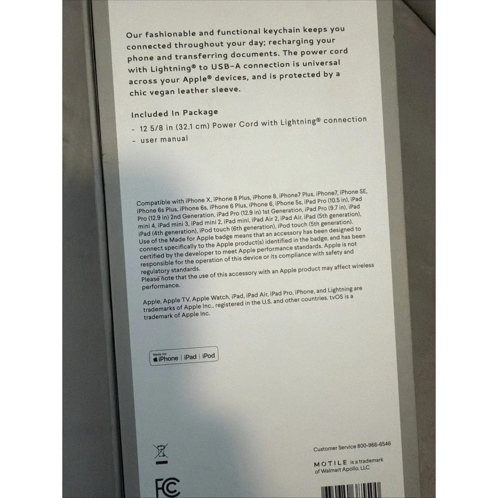 MOTILE TASSEL Charging Cord KEYCHAIN Lightning To USB-A Connection